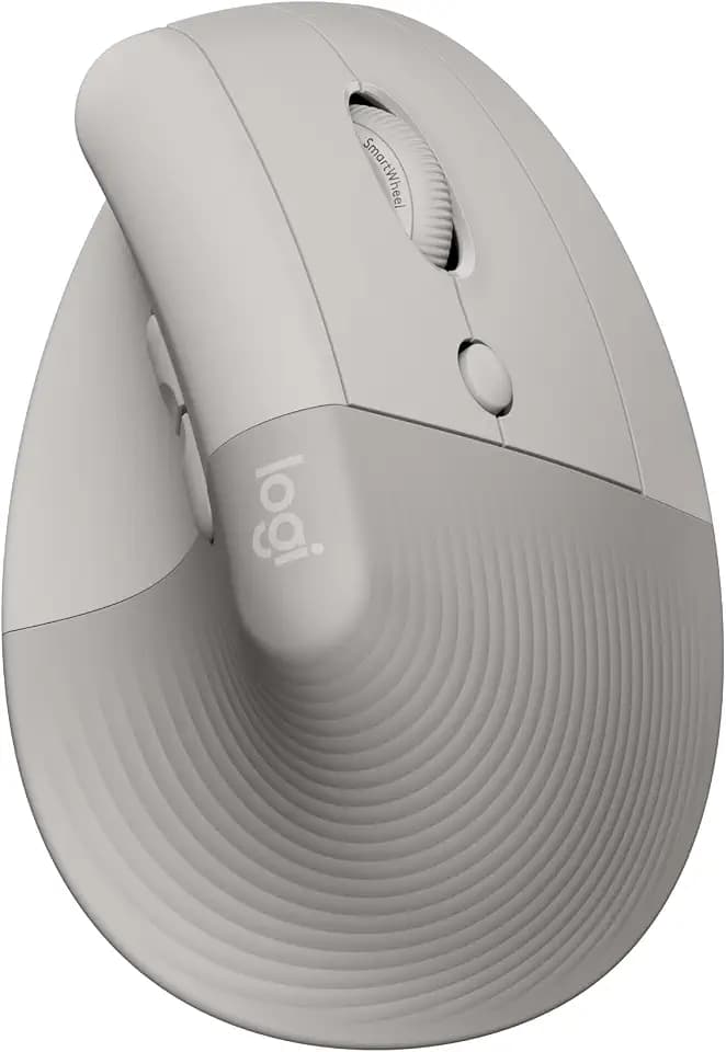Logitech Lift Vertikale Ergonomische Maus, Kabellos, Bluetooth oder Logi Bolt USB-Empfänger, Leise Klicks, 4 Tasten, Kompatibel mit Windows/macOS/iPadOS, Laptop, PC - Sand