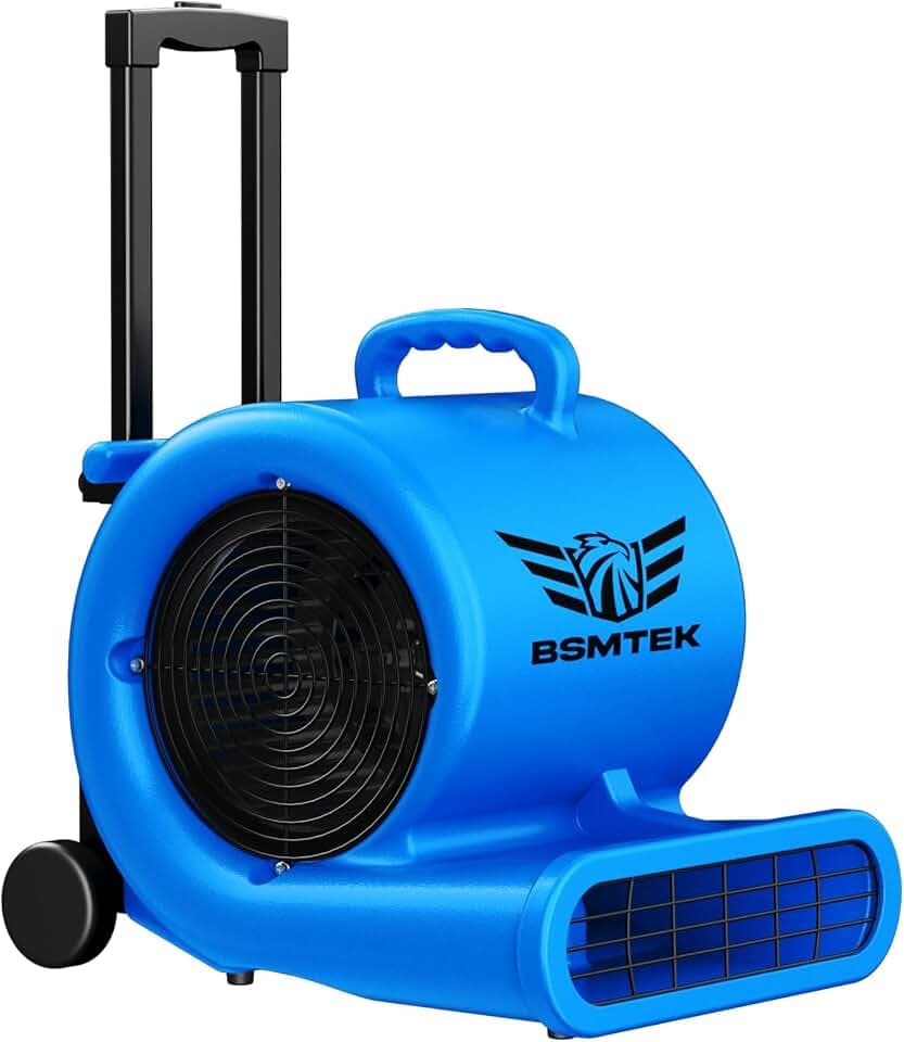 5000 CFM 1HP Air Mover Blower Fan, Floor Blower Dryer, 3 Speeds, 4 Adjustable Angles, Handle Wheelkit, 15Ft Long Cord Portable, Stackable - 2026 Upgraded, Blue