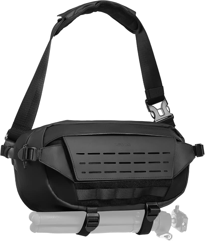 ULANZI Kamera Schultertasche, wasserdichte Kameratasche mit Stativhalterung, DSLR/SLR/spiegellose Kamerataschen Crossbody für Fotografen - Schwarz, 9 l Fassungsvermögen