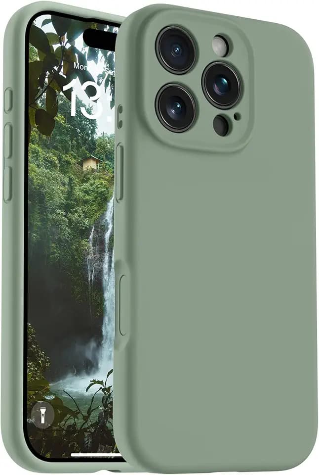 OTOFLY Magnetische Schutzhülle für iPhone 16 Pro Max, kompatibel mit Magsafe, klassische Flüssigsilikon-Handyhülle, integrierte Kamerasteuerungstaste, kratzfestes Mikrofaserfutter, Calke Green