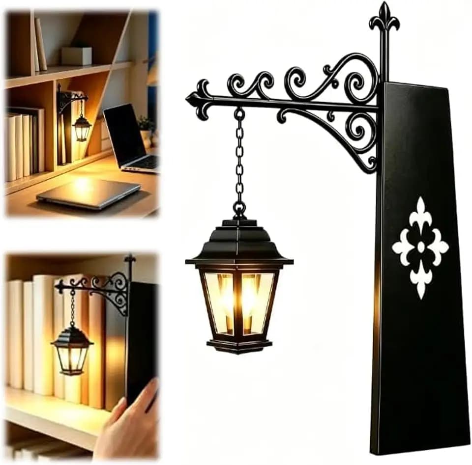 Bücherregal Lampe Vintage Library Lantern, 2026 Neu Kleine Dekorative Led | Bücherregallampe, Kreative Buchstütze Mit Leselicht Für Bücherregale, Dekoration Für Bücherregale Im Wohnbereich Wohnzimmer