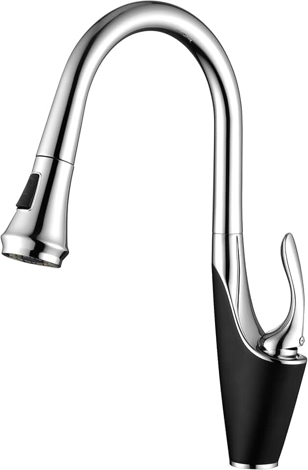SUMERAIN Kitchen Faucet with Pull Down Sprayer, Chrome&Black