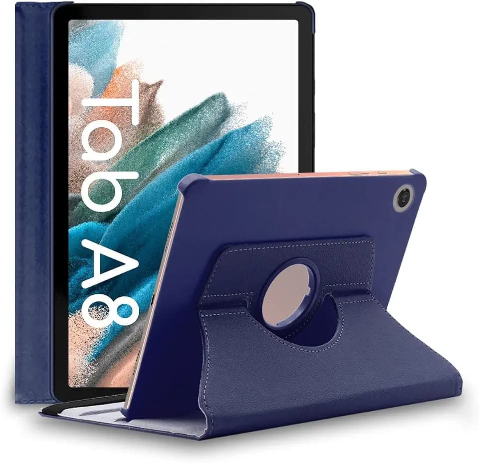 ebestStar - Hülle für Samsung Galaxy Tab A8 10.5 SM-X200 X205 (2021), Drehbar Schutzhülle, PU-Lederhülle, Rotierende Ständer Etui, Rotating Case Cover, Dunkelblau