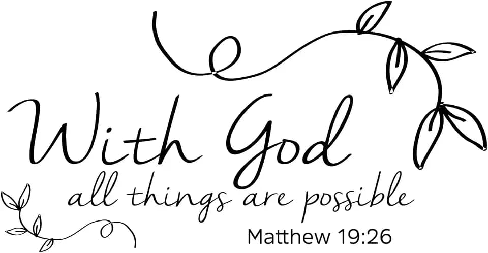 Family All Things are Possible Motivational Quote Wall Decal Decoration with God Matthew 19:26 Religious QuotesBeautiful Bible Verse Lasts Years and Easily Removable - Size: 40 in(W) x 36 in(H)