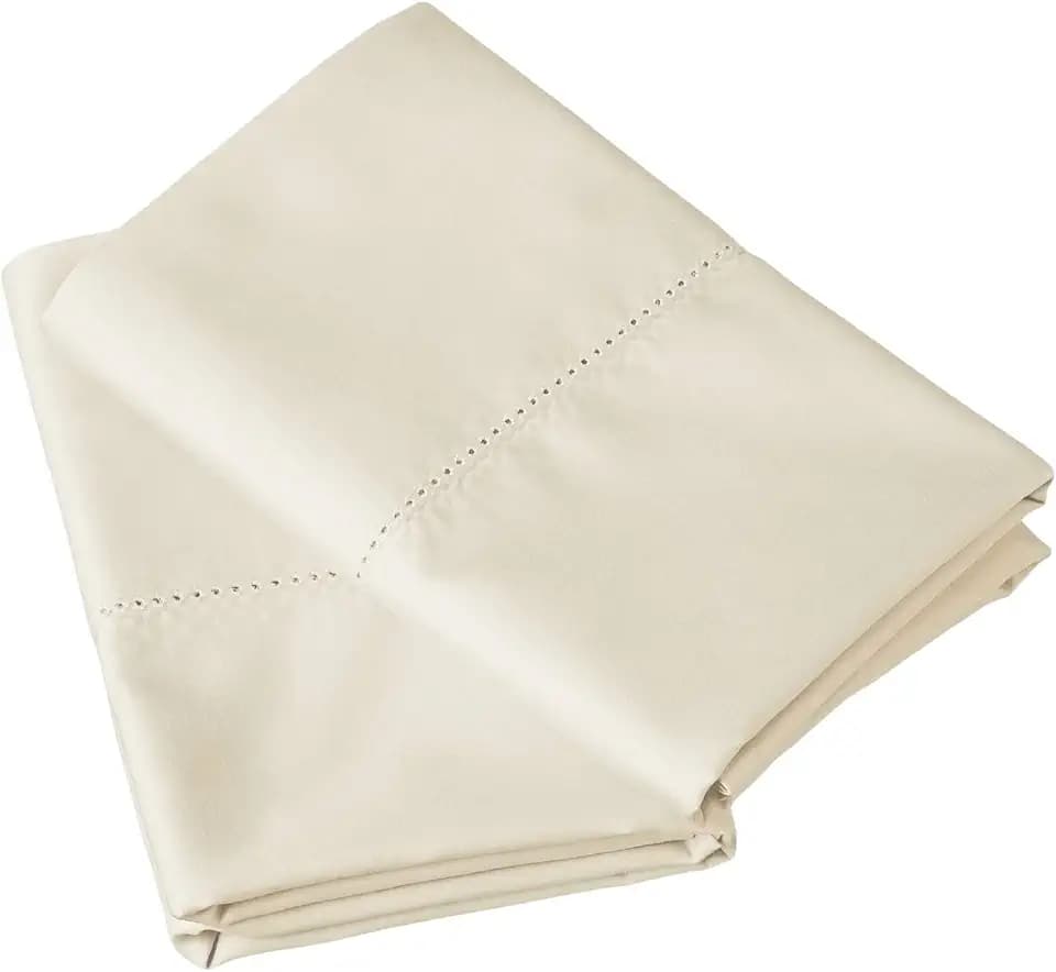 Pointehaven 525 Thread Count 100% Long Staple Cotton Standard Ivory Sateen Pillow Case 2 pc Set