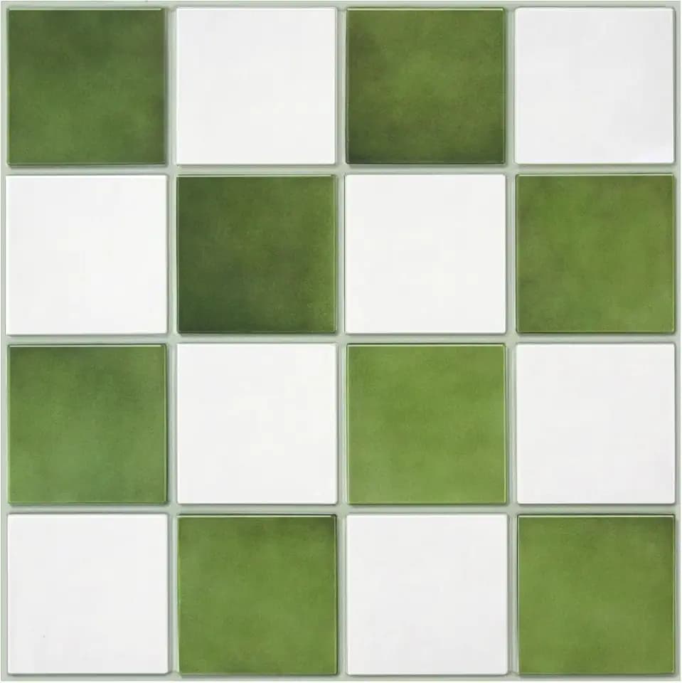 Commomy Matte 3D Peel and Stick Backsplash,10 Pcs 11.8"x11.8" Green & White