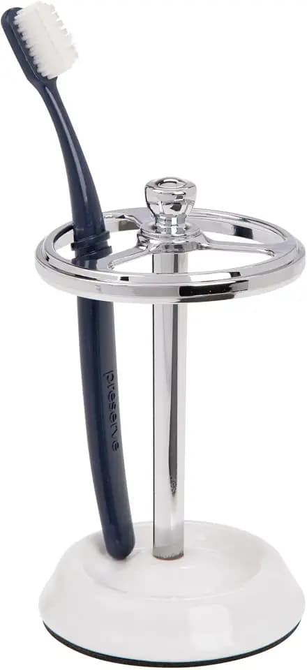 iDesign 3-Section Toothbrush Holder, White/Chrome