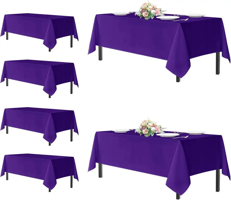 sancua Purple Tablecloths Rectangle, 6 Pack Table Cloth for 6 Foot Tables