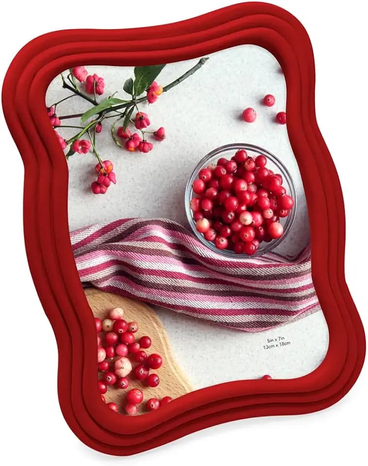 Isaac Jacobs 5x7 Matte Red Curved Deco Frame for Tabletop and Wall