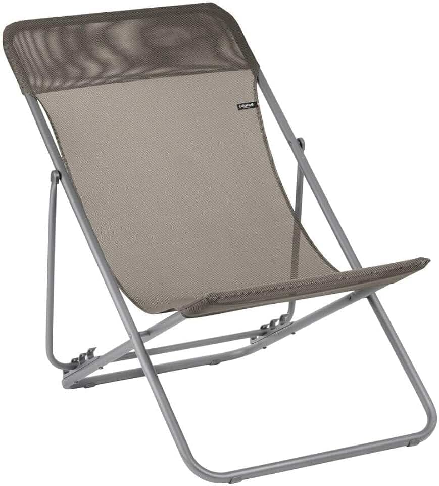 Lafuma MOBILIER - Mehrpositions-Liegestuhl Maxi TRANSAT - Widerstandsfähiges Batyline®-Gewebe - Faltbarer Liegestuhl für Terrasse und Garten - 4 Positionen, Höchster Komfort, Frankreich - Braun
