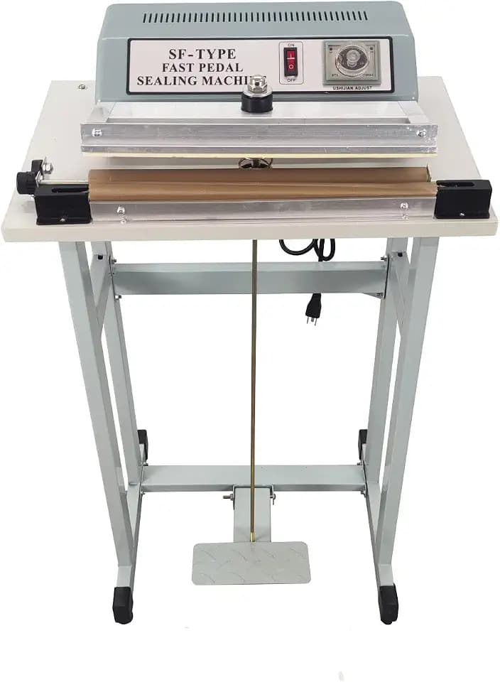 INTBUYING 110V Foot-pedal Sealing Machine with cutter Foot-pedal Sealer 3mm/0.6mm Sealing Width Fast Sealing Machine for Plastic Bag