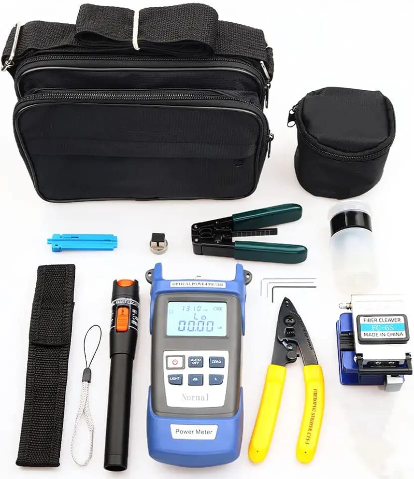 Wokyo FTTH Fiber Termination Toolkit, Glasfaserkabel Kaltanschluss Toolkit mit FC-6S Fiber Hacker 10 mW Visueller Fehler Locator Optisches Leistungsmessgerät für CATV Engineering