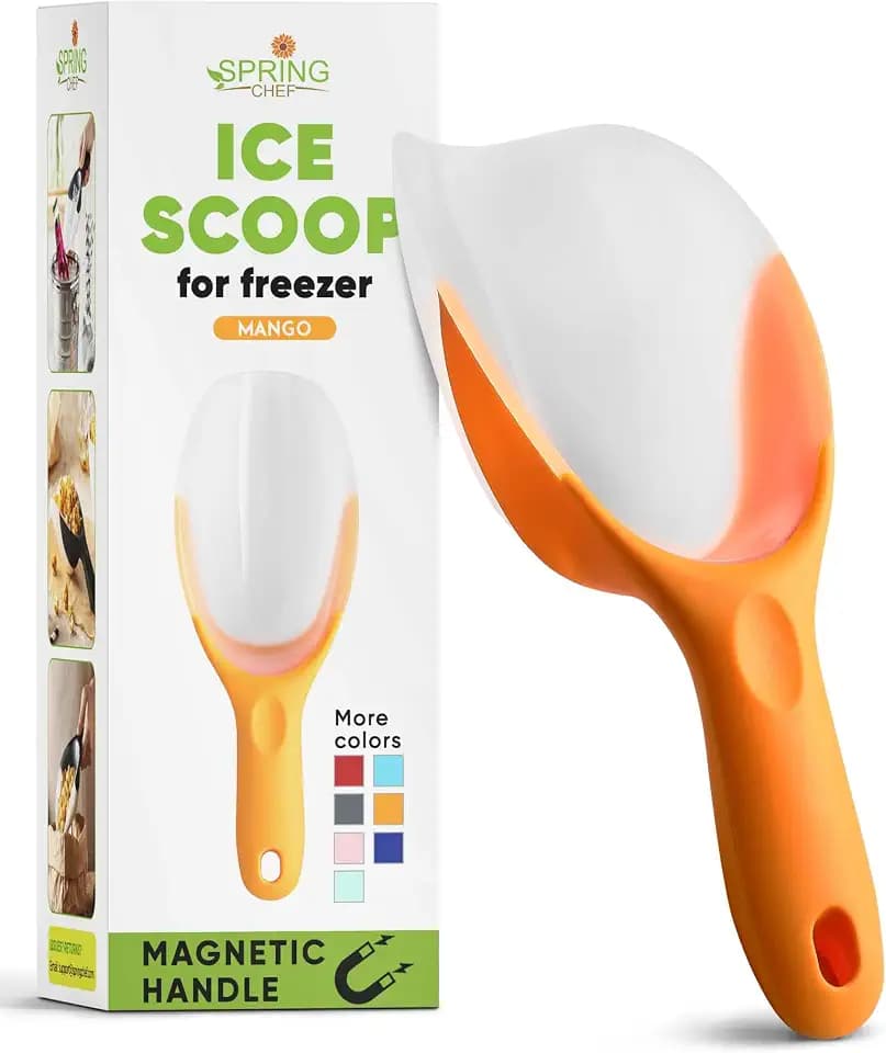 Spring Chef Magnetic Ice Scoop for Freezer, BPA-Free Food Scooper, Mango