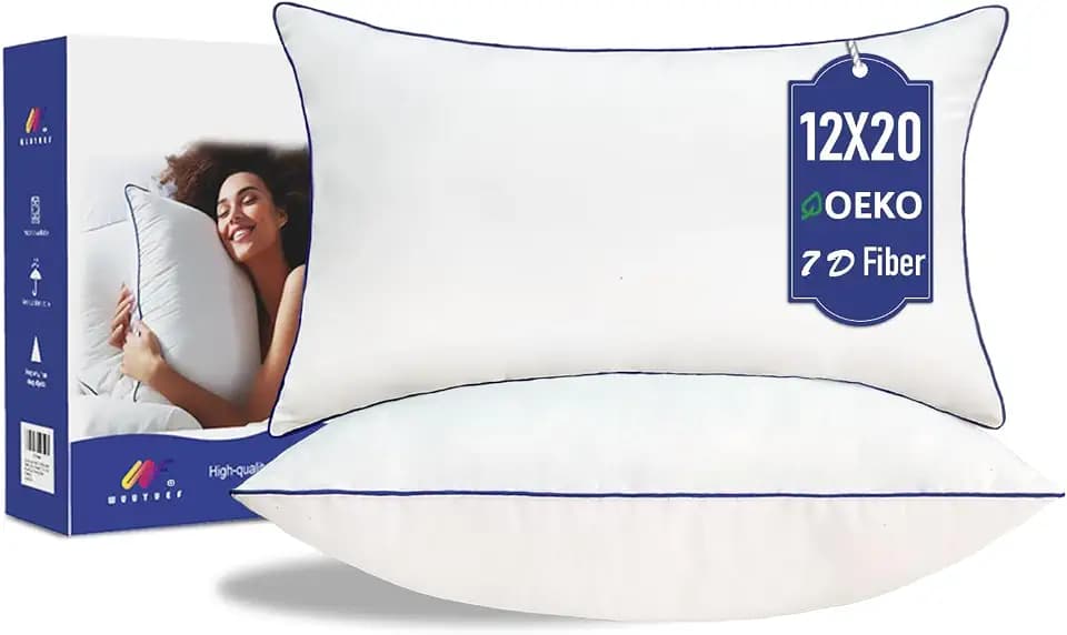 12x20 Pillow Insert Set of 2, Hypoallergenic Lumbar Pillow Inserts,Soft Rectangular Cushionfor Couch, Sofa – Oeko-TEX Certified Virgin Down Alternative Filling, Machine Washable