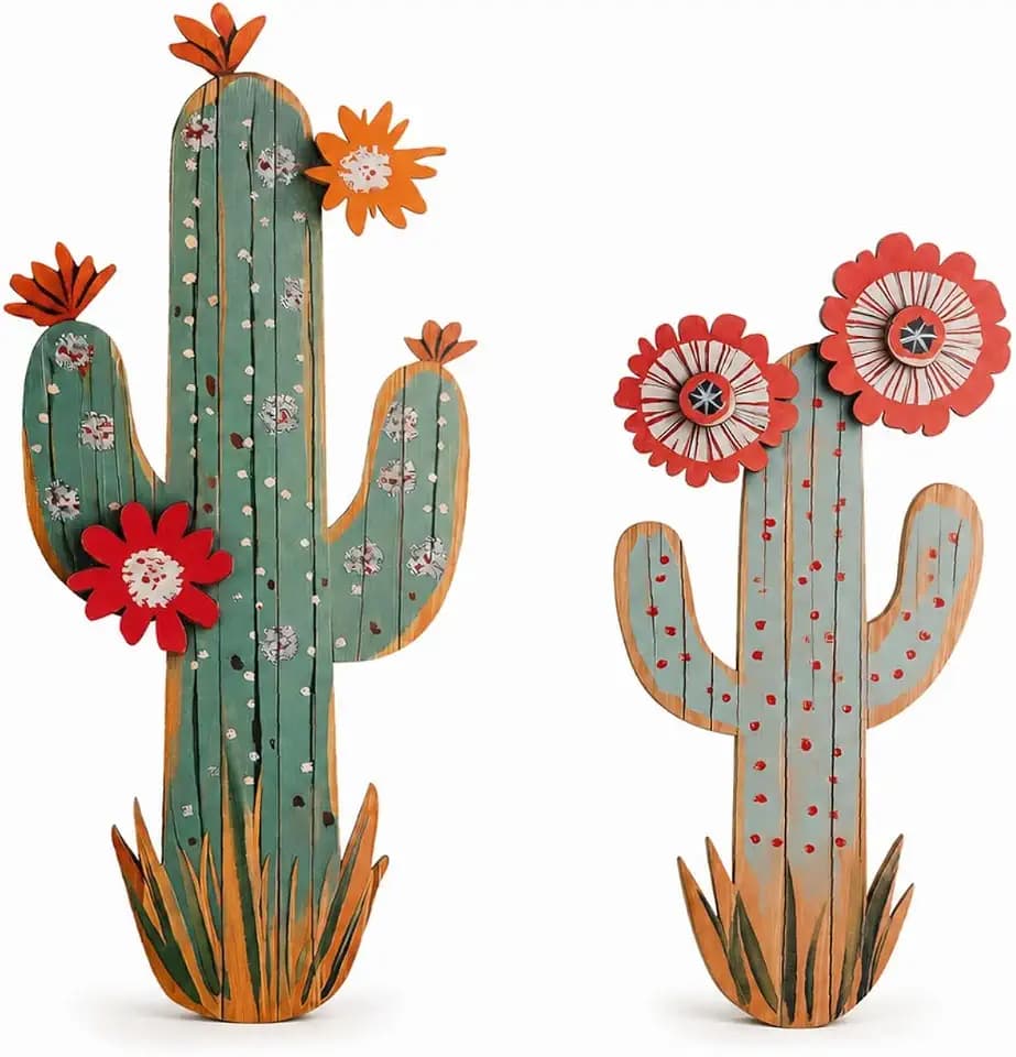 flangairy 2 Pcs 3D Cactus Wall Decor for Bedroom, Arizona Southwestern Art