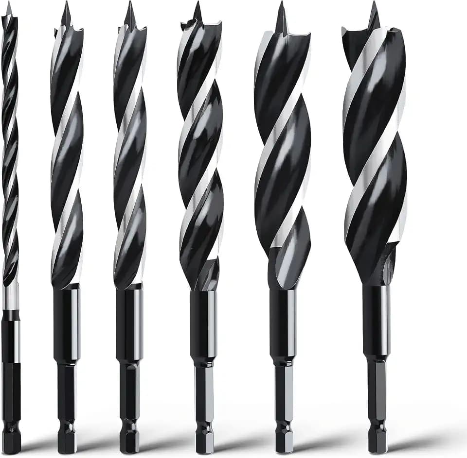 6PCS Auger Drill Bit Hex Shank 9" Long (1/4",3/8",1/2",5/8",3/4",7/8")