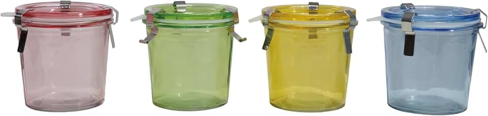 Creative Co-Op 4-Piece Airtight Food Storage Jar Set with Lid, Multicolor