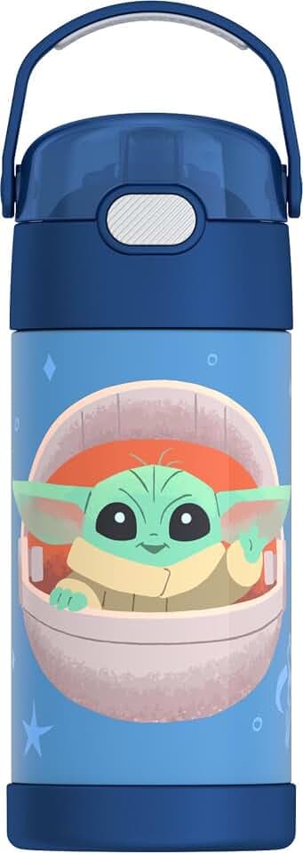 THERMOS FUNTAINER Water Bottle with Straw, 12oz, Mandalorian The Child