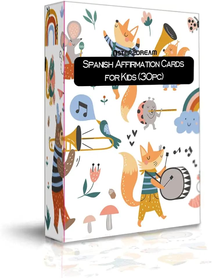 1step2dream Spanish English Affirmation Cards for Kids | Bilingual Motivational | 30 Positive Empowering Cards for Students | Mindfulness, Affirmations, Self Esteem, Relaxation & More