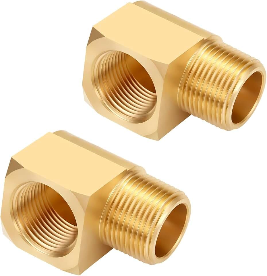 2 PCS Brass Pipe Fitting 90 Degree Elbow 1/2" NPT Male x 1/2" NPT Female