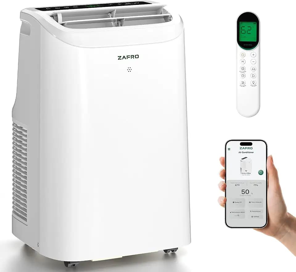 ZAFRO Portable Air Conditioners, 10000 BTU (6000 BTU SACC), Smart AC Unit with Drainage-free Cooling, Fan & Dehumidifier, Portable AC with APP/Remote, 47dB Quiet, 24H Timer for Living Room, Bedroom