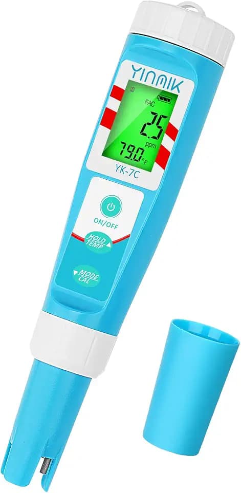 YINMIK 7in1 Chlorine Meter Digital pH Tester Salt Meter for Saltwater Pool