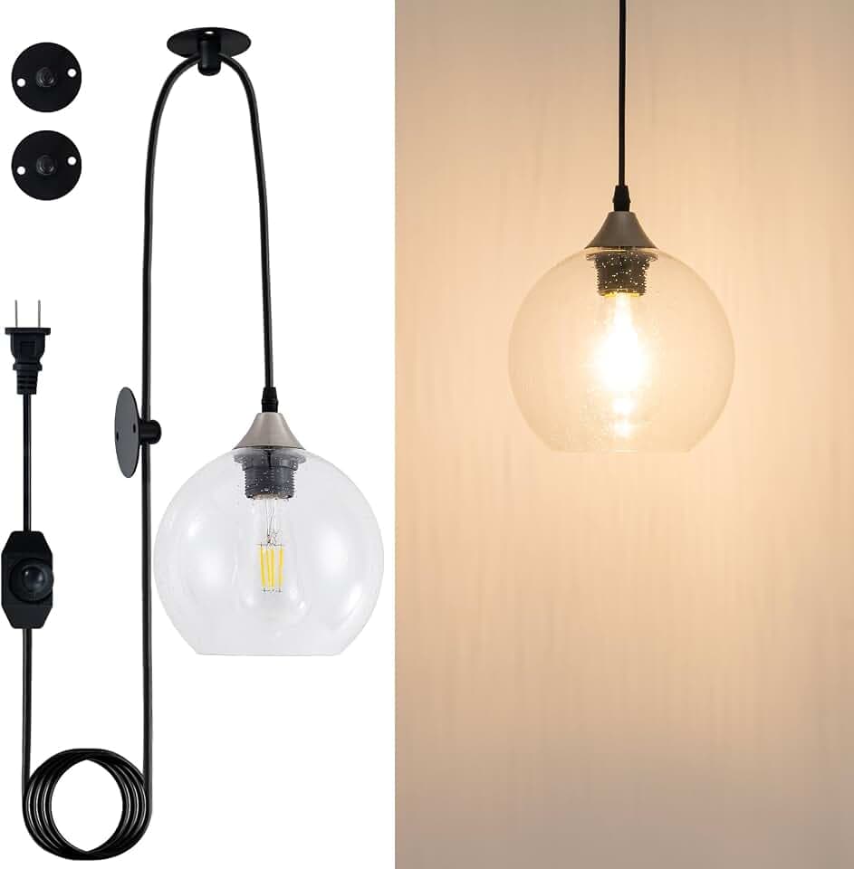 Clear Raindrop Glass Pendant Light for Farmhouse, Dimmable E26 Base