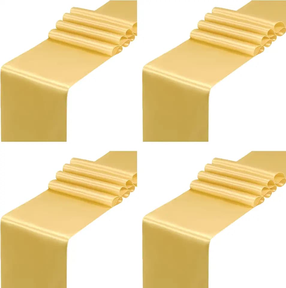 SiinvdaBZX 4 Pcs Gold Satin Table Runner 12 x 108 inches Long