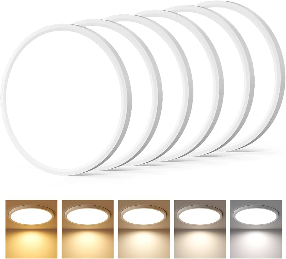 Amico 6 Pack 12 Inch 5CCT LED Flush Mount Ceiling Light, Dimmable, 2400LM