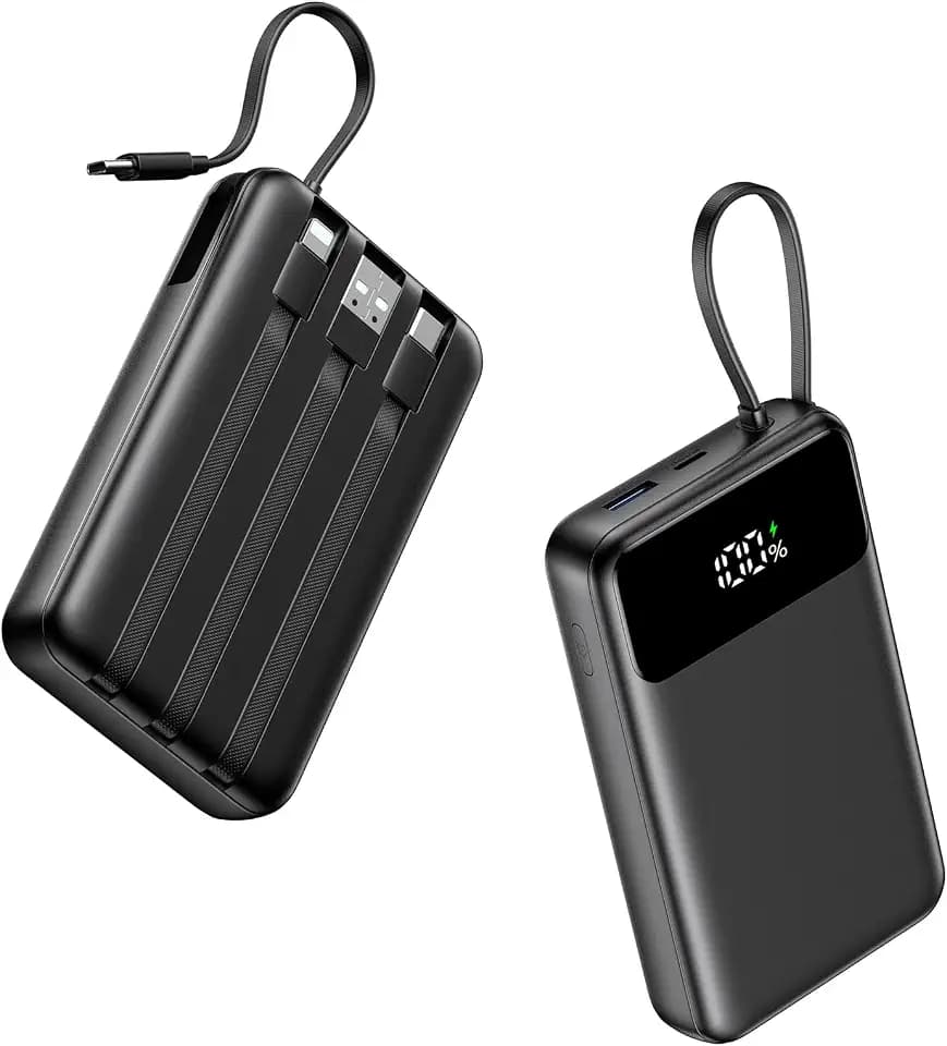 A ADDTOP 20000mAh Ultra Klein Power Bank mit 4 Kabel, 22,5W Schnellladen