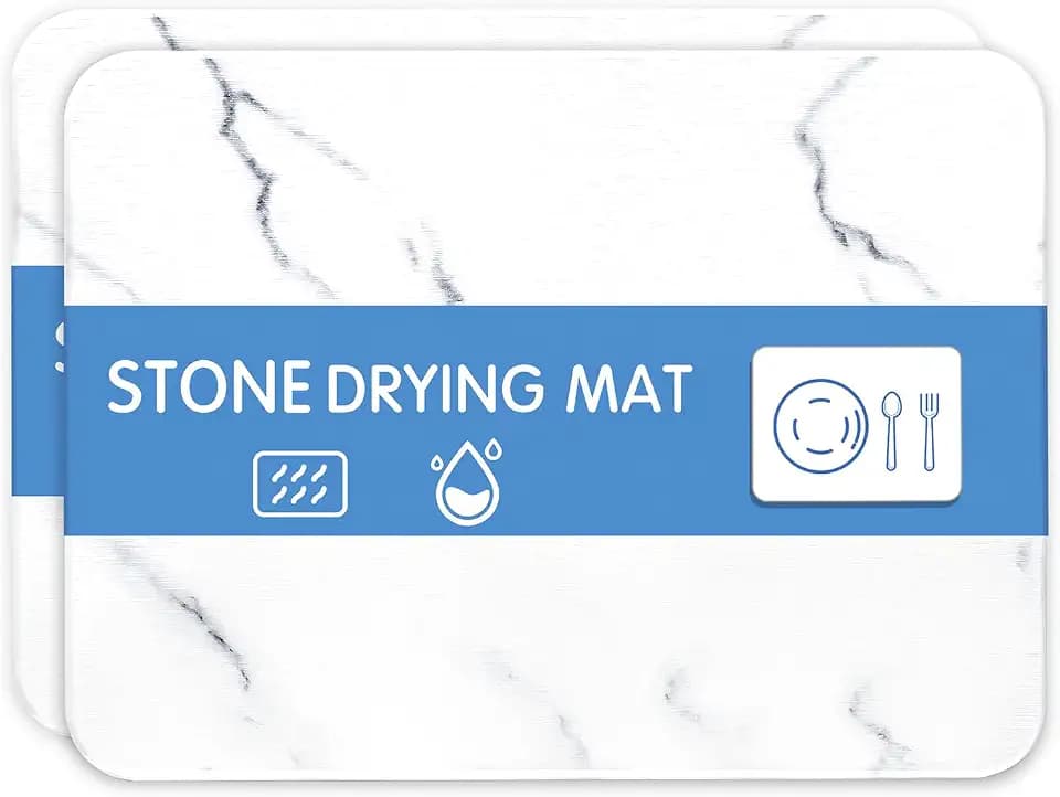 Quick Dry 2 Pack Stone Dish Drying Mats for Kitchen Counter L16" x W12"