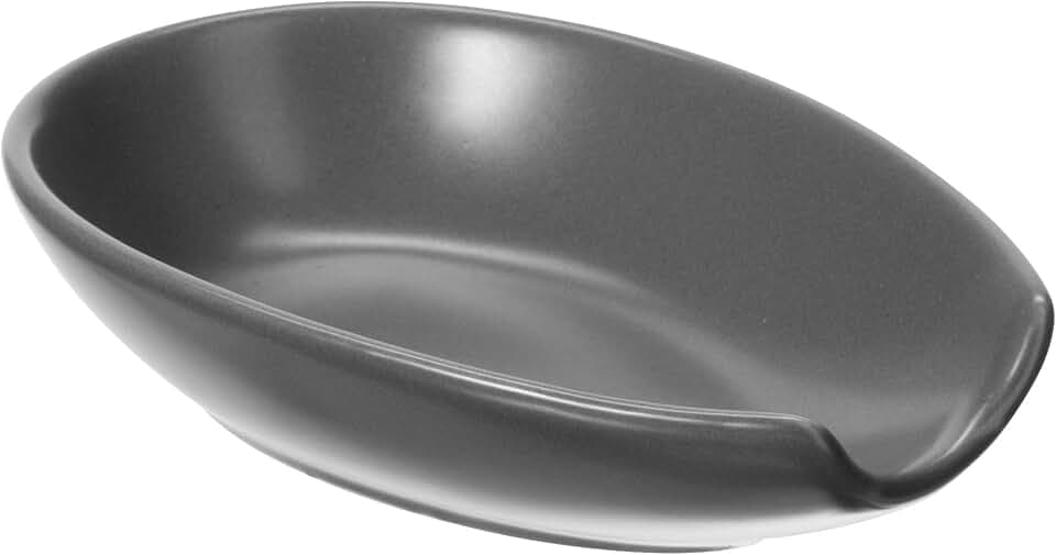OGGI Spooner Ceramic Spoon Rest- Spoon Rest for Stove Top, Spoon Holder for Countertop, Kitchen Decor for Counter, Coffee Bar Accessories, Gray
