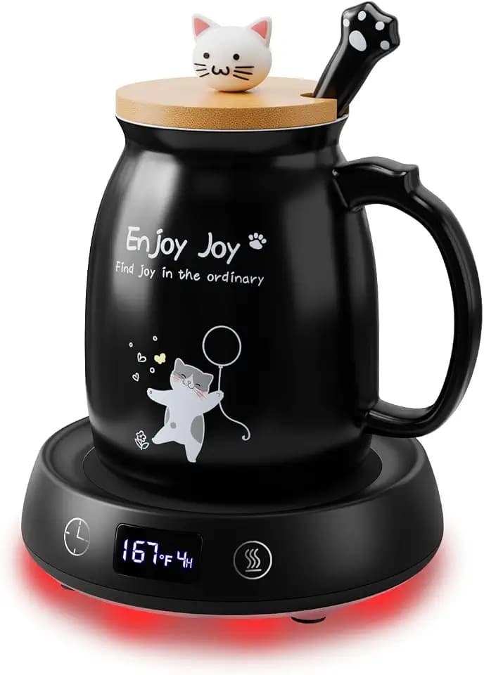Cat Mug Coffee Warmer for Desk Candle Warmer Electric Heated Cup Tea Set
