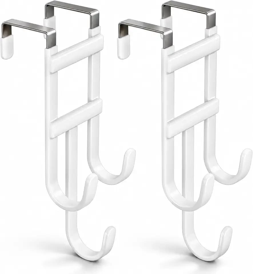 BAKON Over the Door Hooks, 2 Pack Heavy Duty Triple Hooks Fits Doors 1.6"