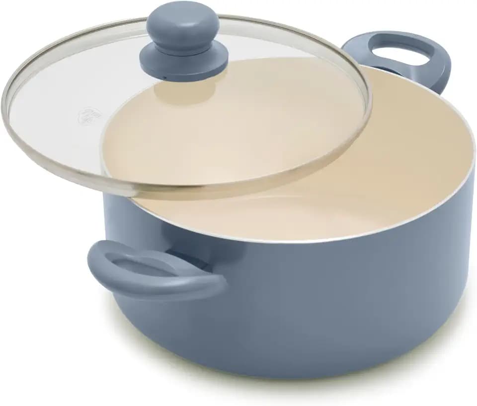 GreenLife 5QT Ceramic Nonstick Stockpot with Lid, Slate Blue