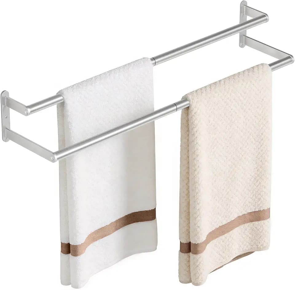KLJKPA Double Towel Bar, Towel Holder for Bathroom, Brushed Nickel