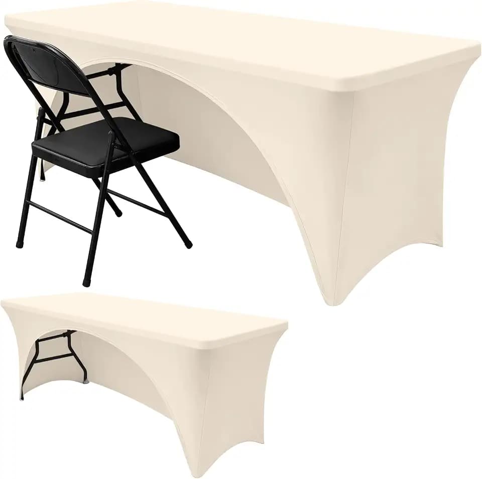 Smiry Open Back Spandex Table Cloth 6FT, One Side Elastic Fitted Tablecloth