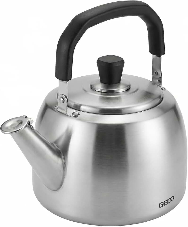GEDO Stainless Steel Whistling Tea Kettle, 304 Food Grade, Large Capacity, Stovetop Kettle for Gas Stove and Induction Cooktop (6.4 Quarts)
