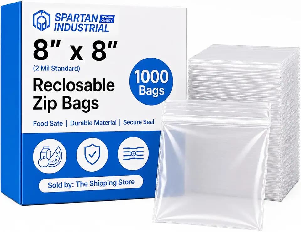 8” X 8” (1000 Count) 2 Mil Clear Reclosable Zip Plastic Poly Bags