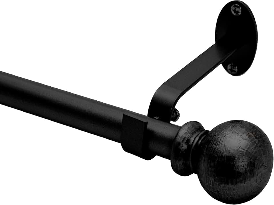 Farmhouse Ball Curtain Rod, Wrought Iron - 86"W x 120"L