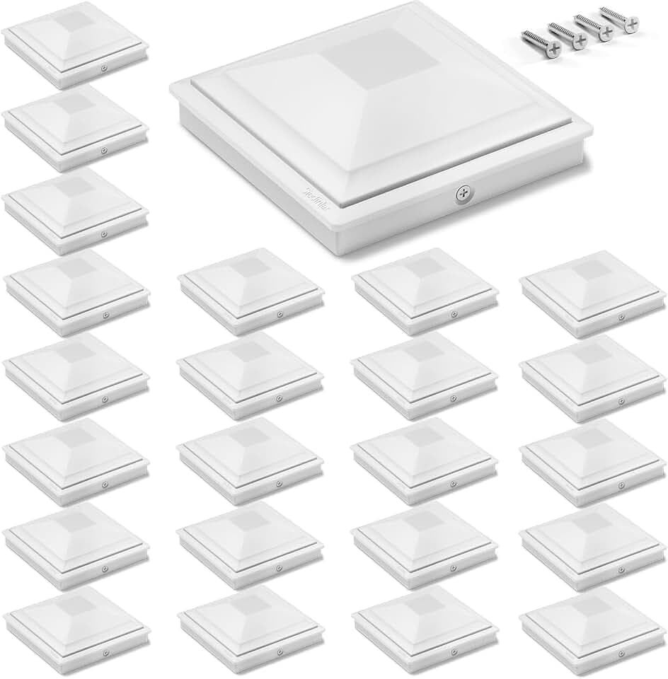 SIEDiNLAR 5x5 Post Caps White 24 Pack, Fence Post Covers Outdoor Waterproof