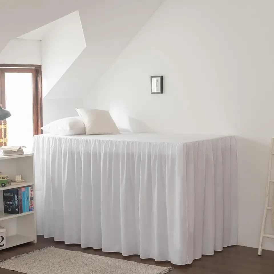 Dorm Room Bed Skirt Twin XL, College DormEssentials - White, 32 Inch