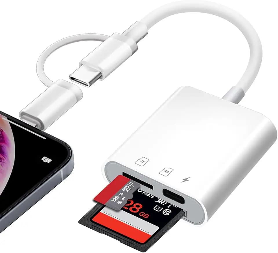 SD Kartenleser iPhone,SD Card Reader für iPhone/iPad/Kamera,SD Kartenleser USB C gleichzeitiges Laden und Kartenlesen,iPhone SD Kartenleser,Card Reader Kartenlesegerät mit Dual Slot für Micro SD/SD