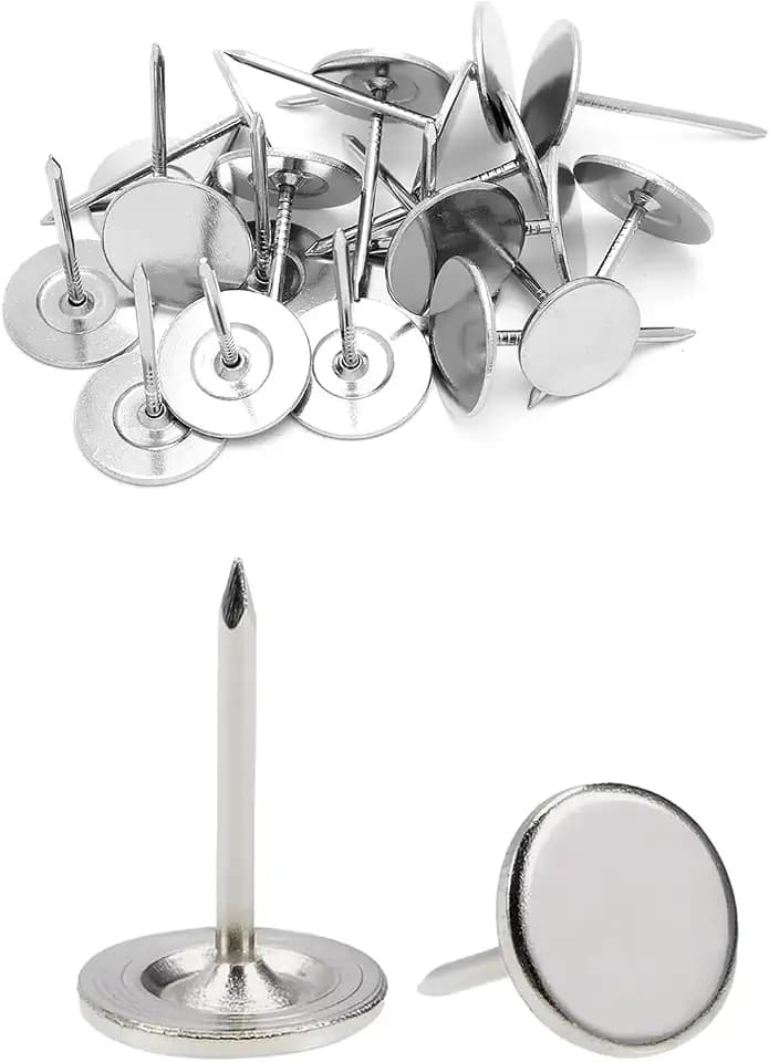 Silver Heavy Duty Thumb Tacks, Extra Long Push Pins for Upholstery, Carpets, and Wood Surfaces, 100Pcs