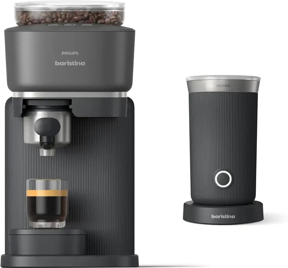 PHILIPS Baristina Espresso Machine & Milk Frother Bundle, Black