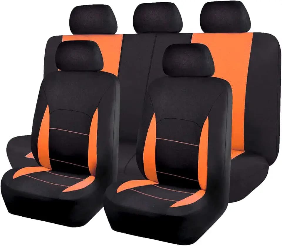 Flying Banner Sitzbezüge Auto Universal Set (Vollständige Reihe, Orange und Schwarz)