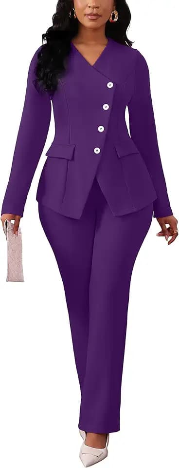 Mintsnow Pant Suits for Women Dressy Long Sleeve Blazer Pants Sets for Work