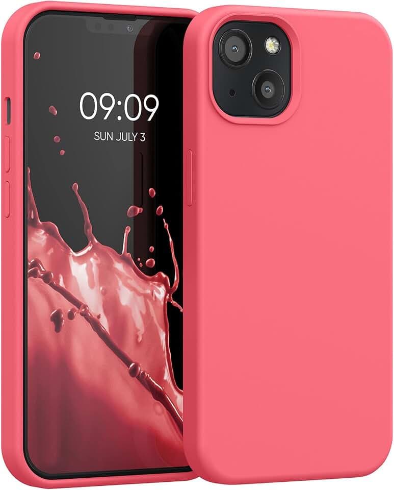 kwmobile Handyhülle für iPhone 13 Hülle, für iPhone 13 Case - Hülle Silikon - kabelloses Laden - Neon Koralle