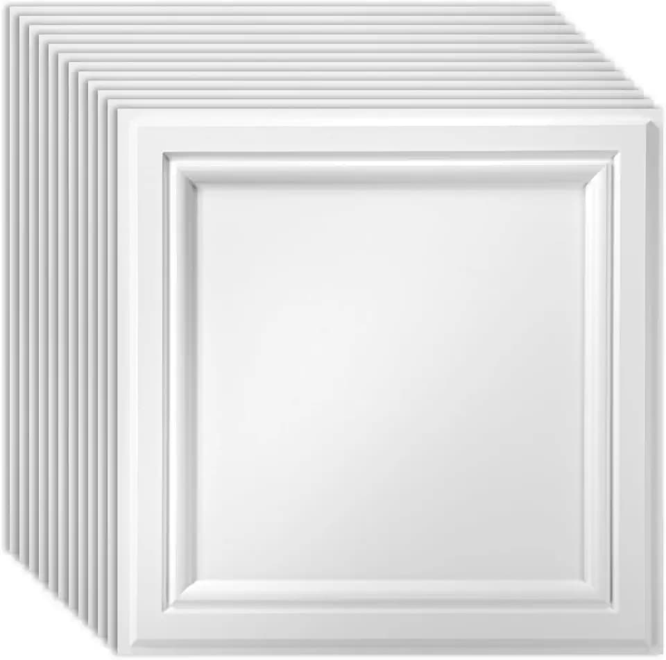 Art3d 24 Pack PVC Ceiling Tiles 24x24 Inches(96 Sq.,ft), Snow White