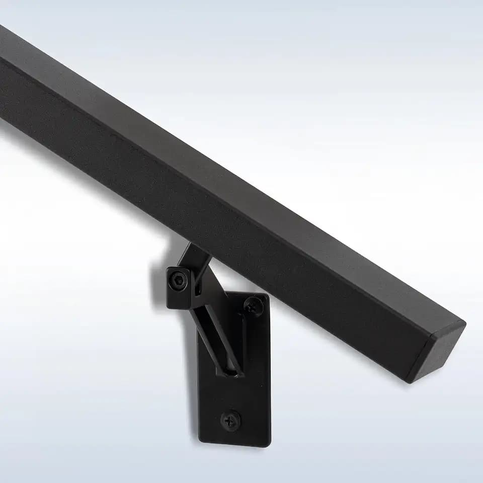 5FT Matte Black Handrails Kit for Indoor Outdoor Stairs,Modern Aluminum Handrail Set,2" X1" Grab bar,Adjustable 304 Stainless Steel Brackets Included,Rust Free